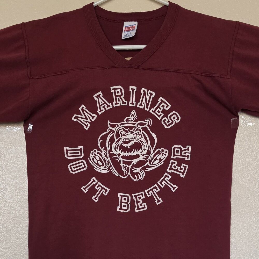 Vtg Marines Do It Better Bulldog Athletic Uniform Small T-Shirt USMC Made In USA